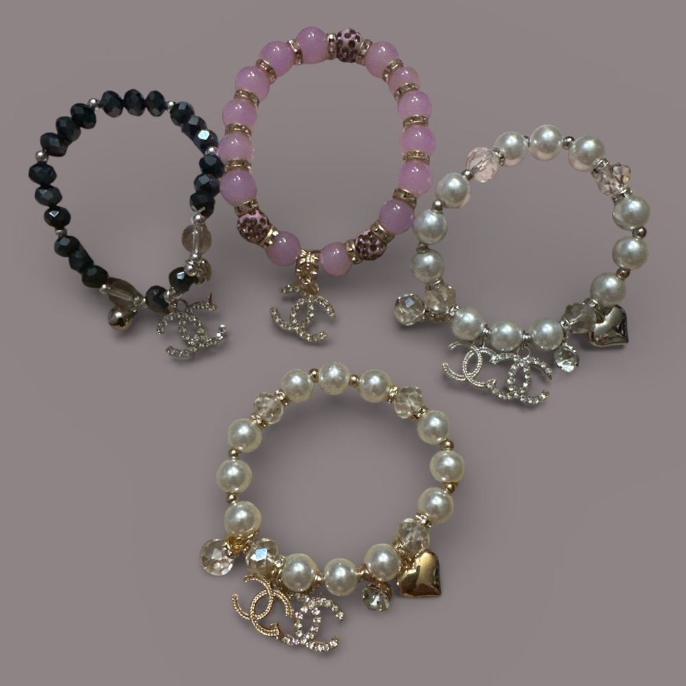 Black, Pink, and Pearl Charm Bracelets you pick one